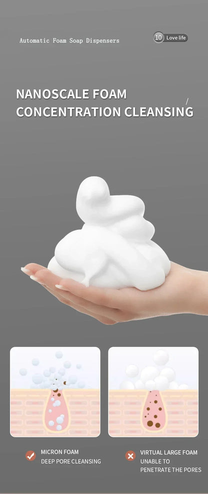 Automatic Foam Soap Dispensers for Bathroom Smart Washing Hand Machine with USB Charging Two Colors with ABS Material