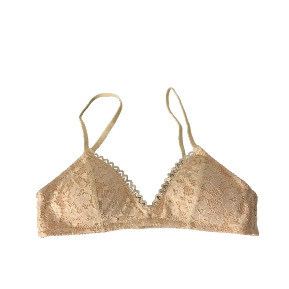 Breathable Sweet Wireless Deep V Bra Shockproof Anti-sagging Underwear for Women Thin Lingerie Lace Push Up Bra Girls