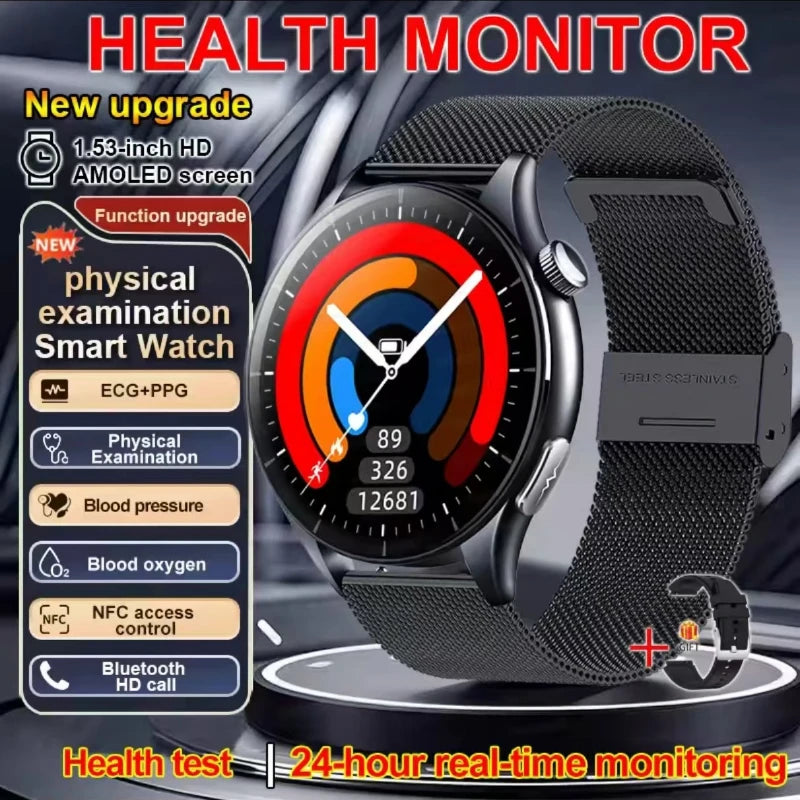 Sapphire Smartklocka 2026 – NFC, ECG+PPG, Blodsyre, Urinsyra, Blodtryck, 1,56" AMOLED, iPhone & Android