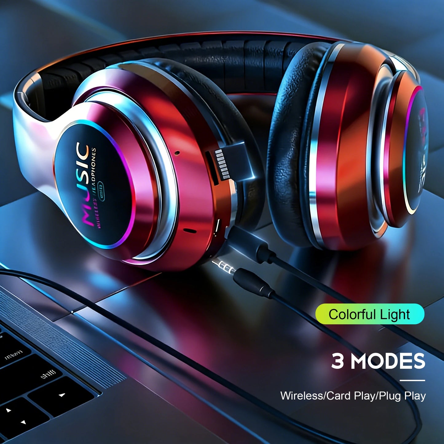 Wireless Bluetooth 5.0 HiFi Headphone With On-Ear Headset Stereo Sound Earphones Sports Office Game Foldable Low Latency