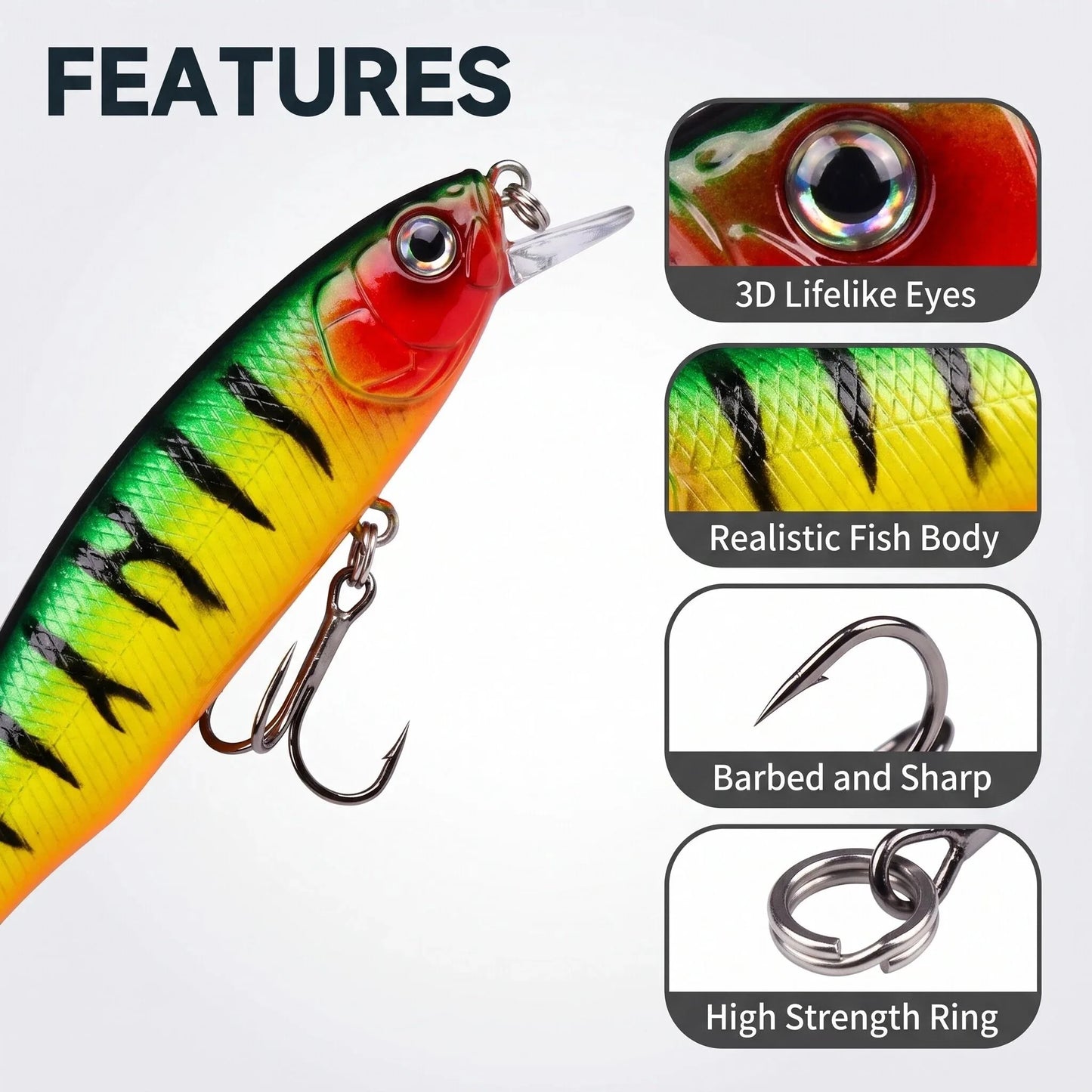 20PCS/Set Long Short Lip Minnow Lures Kit Crankbait Wobbler Bionic Bait for Pike Bass Sea Trout Freshwater Saltwater Pesca