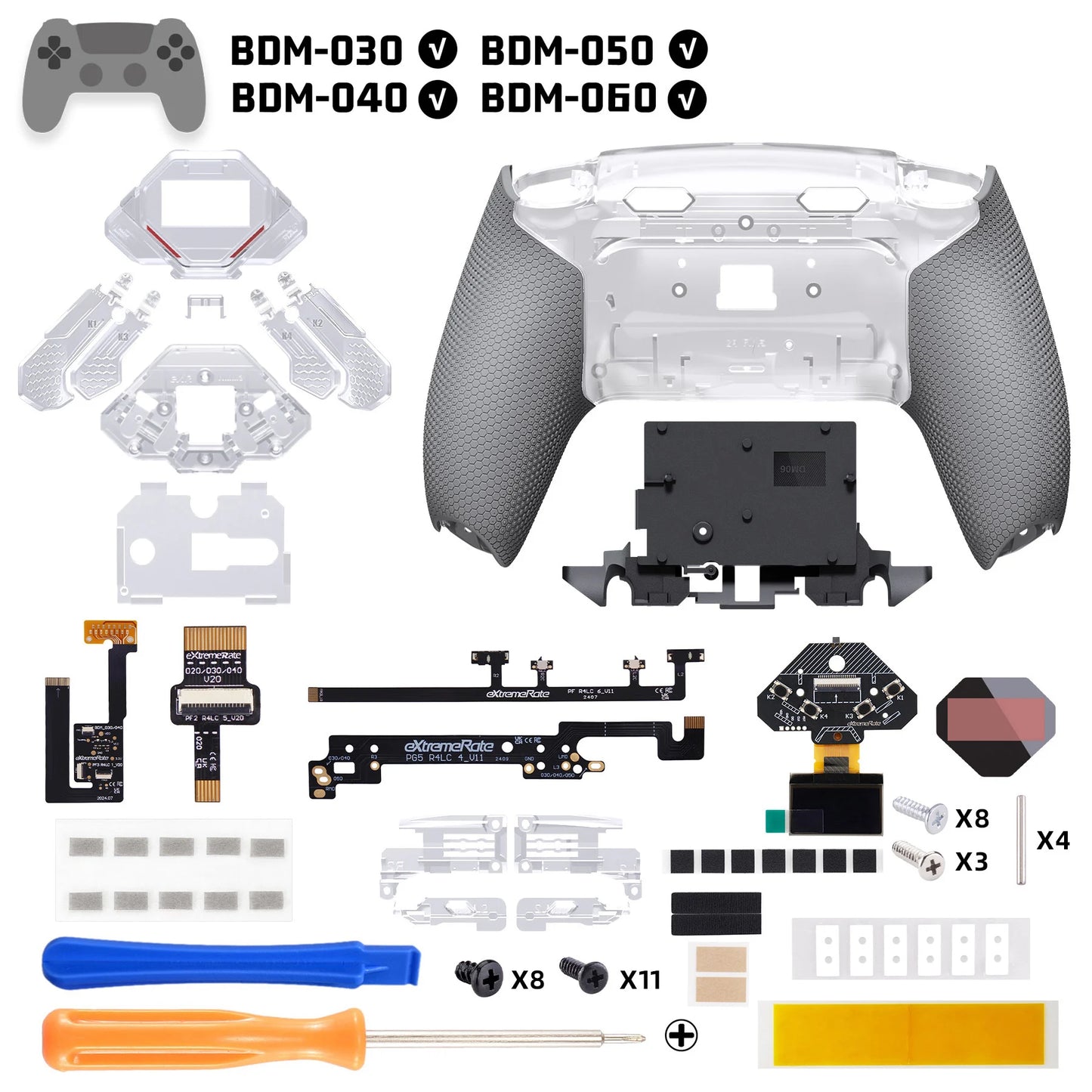 eXtremeRate SPARK Remap Kit för PS5 BDM-030/040/050/060 – 4 Bakre Knappar OLED Trigger Stop 8 Profiler, 6 Färger