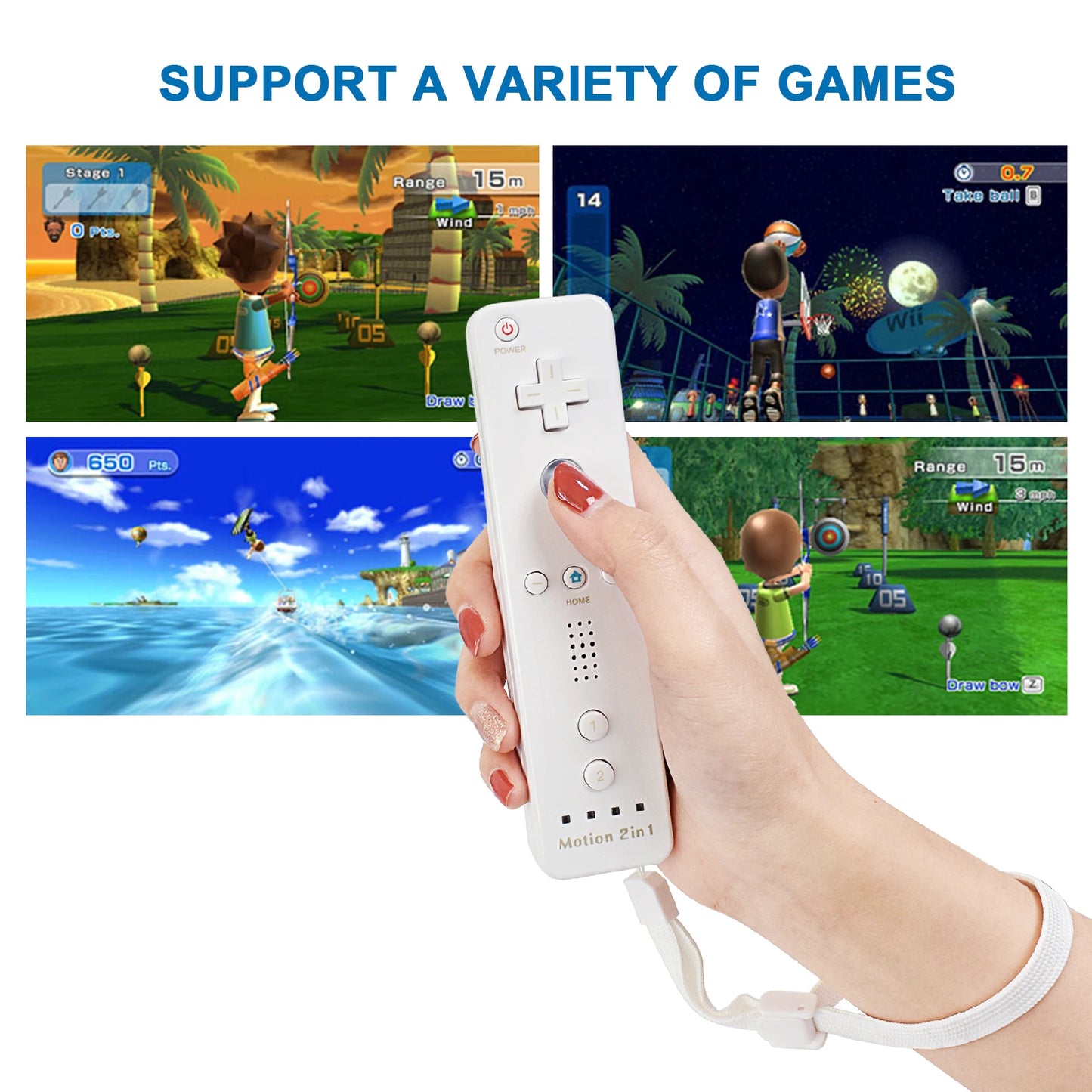 Nintendo Wii Trådlös Handkontroll 2-i-1 – Med/Utan MotionPlus, Silikonskål, Bluetooth, Wii/Wii U/Wii Mini