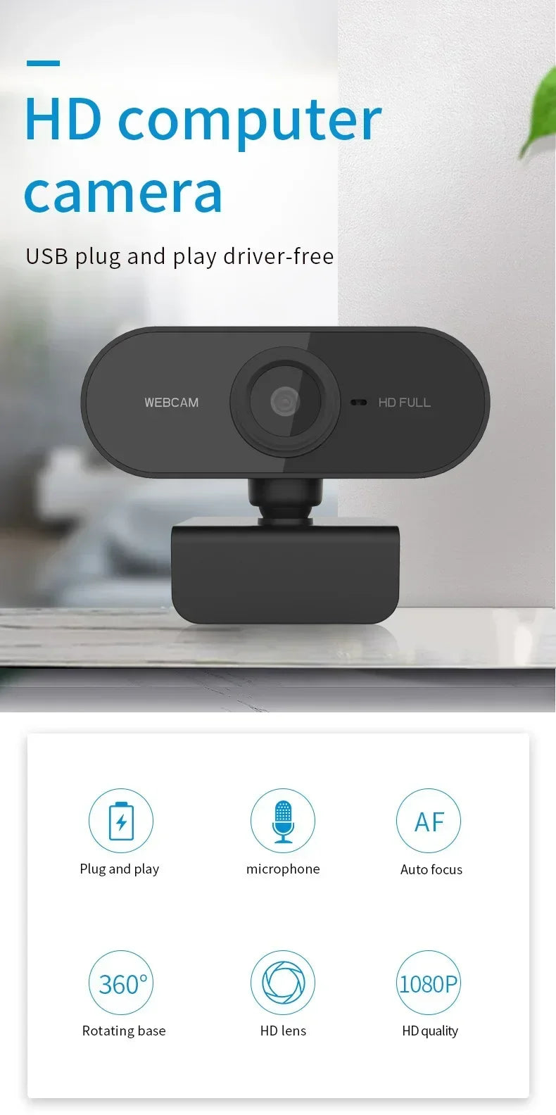 2026 Webcam 1080P Mini Camera 2K Full HD Webcam with Microphone 30fps USB Web Cam for Auto Focus PC Laptop Video Shooting Camera