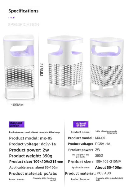 USB Mosquito Trap Electric Silent Bug Zapper Upgraded Inhalation Fly Killer with UV Light Indoor for Home Bedroom Office