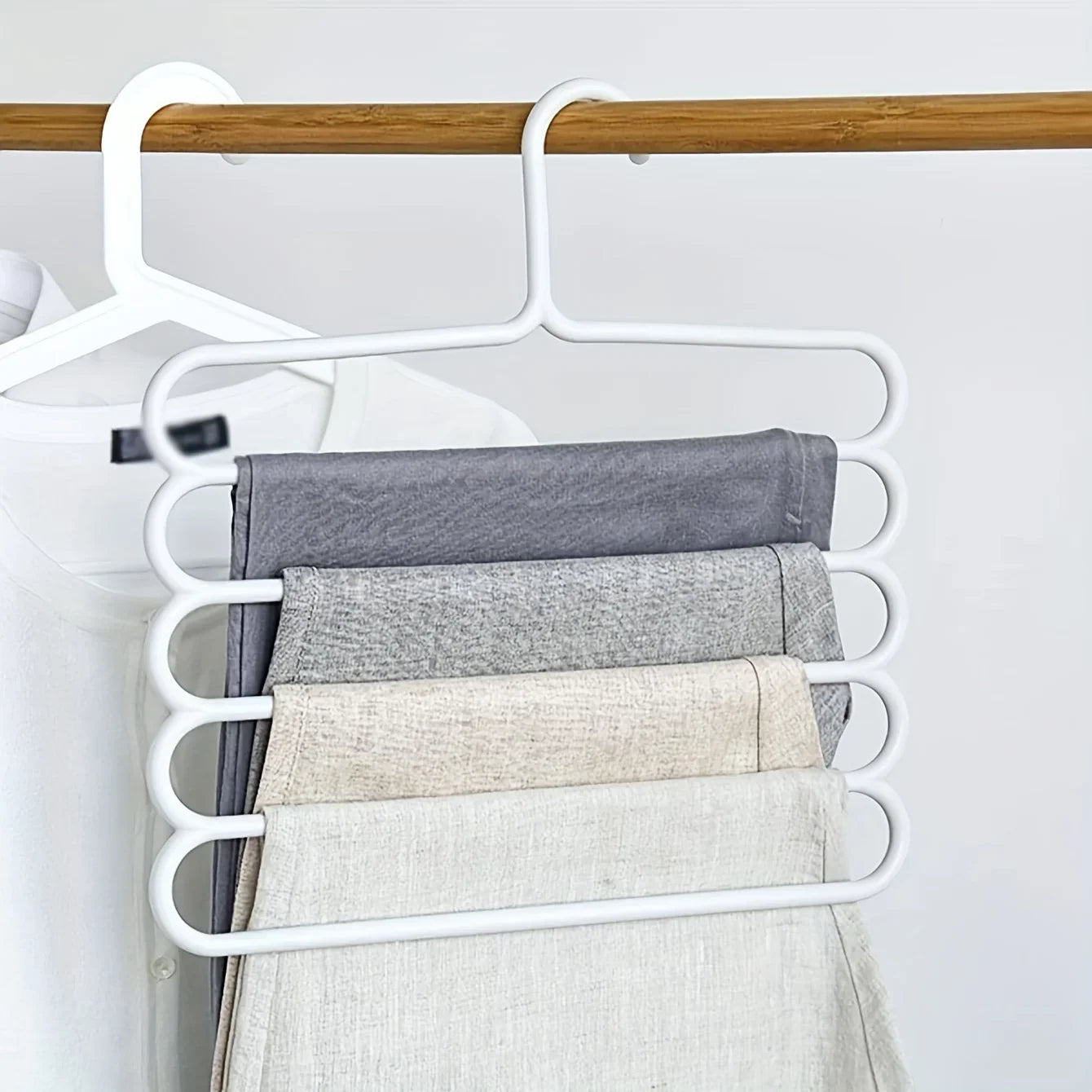 4 pcs Pants Rack Multifunctional Household Saving Space Multi Layer Trousers Hanger Pants Closet Color Clothes Peg 5 Layers