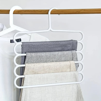 4 pcs Pants Rack Multifunctional Household Saving Space Multi Layer Trousers Hanger Pants Closet Color Clothes Peg 5 Layers