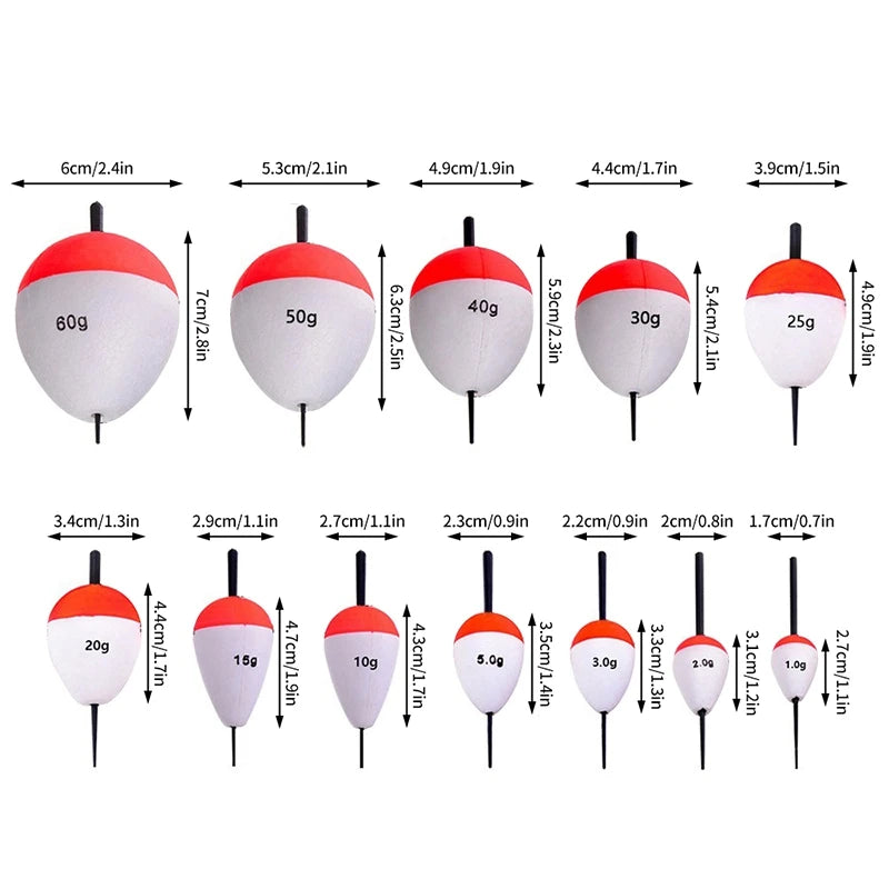 5pcs Foam Fishing Floats EVA Fish Floats Bait Fishing Buoys 2g/3g/5g/10g/15g/ 20g/35g/40g/60g Buoy Flotador Fishing Accessories