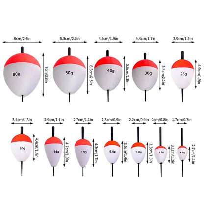 5pcs Foam Fishing Floats EVA Fish Floats Bait Fishing Buoys 2g/3g/5g/10g/15g/ 20g/35g/40g/60g Buoy Flotador Fishing Accessories