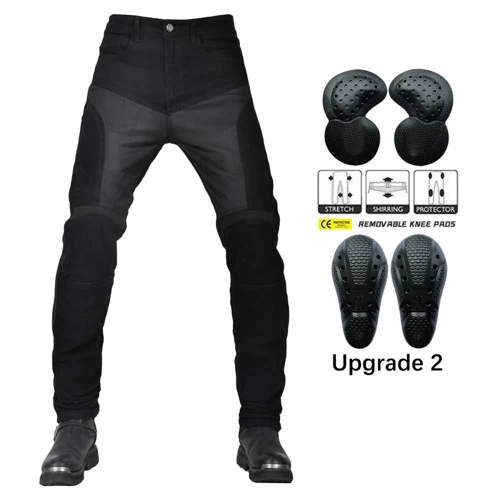 Motorcykelbyxor för män Sommar Mesh Svart Retro Slim Fit