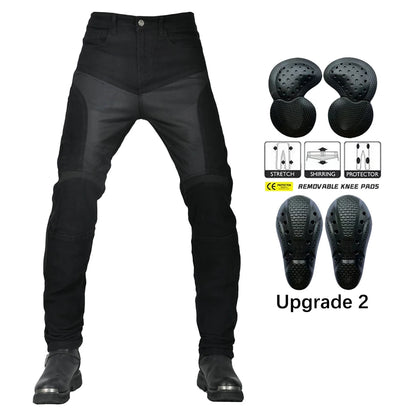 Motorcykelbyxor för män Sommar Mesh Svart Retro Slim Fit