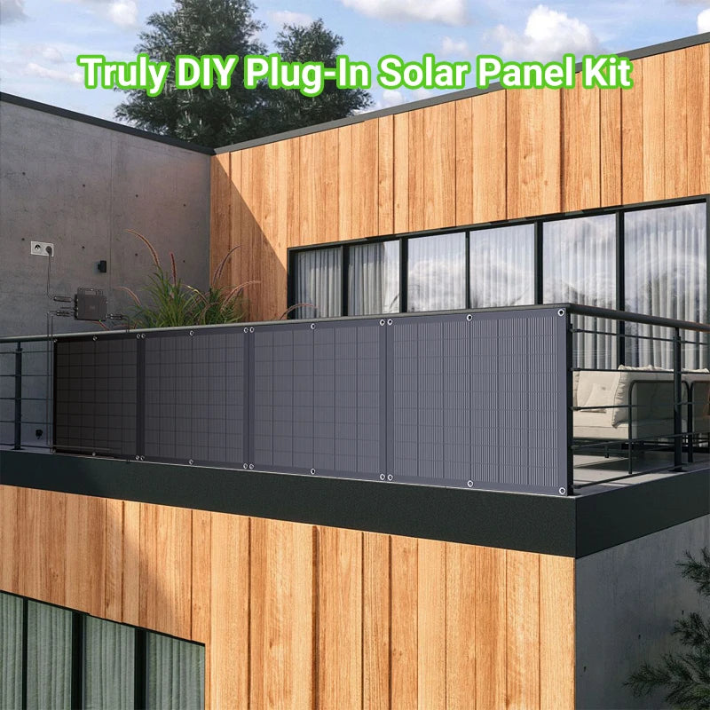 800W Balkongsolcells-kit – 4×200W Flexibla Solpaneler + 800W Mikroväxelriktare, Plug & Play, WiFi-övervakning, IP67, CE, EU-lager (Tyskland)