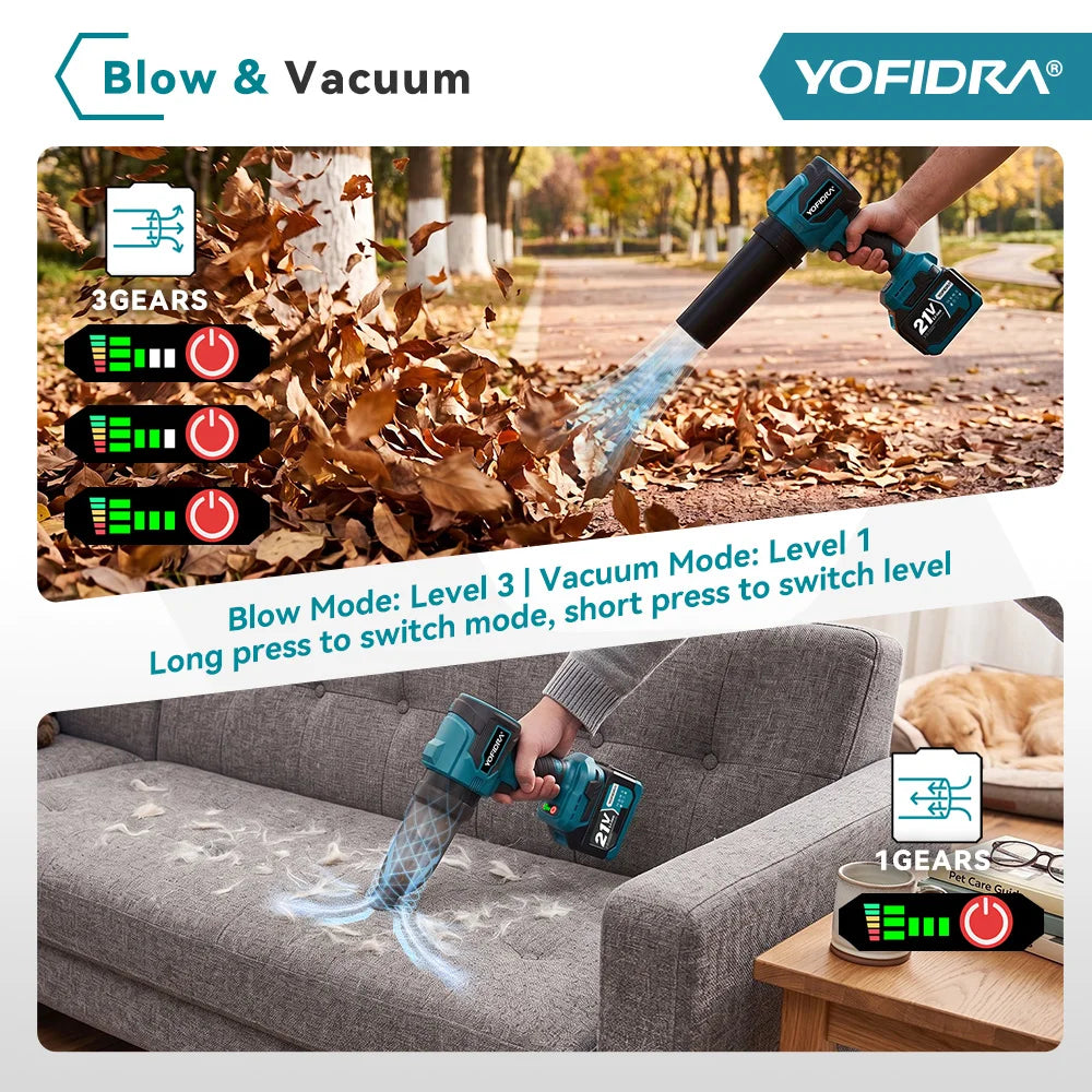 Yofidra 2-i-1 Borstlös Elektrisk Turbofläkt Jet Fläkt Lövblås