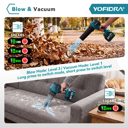 Yofidra 2-i-1 Borstlös Elektrisk Turbofläkt Jet Fläkt Lövblås