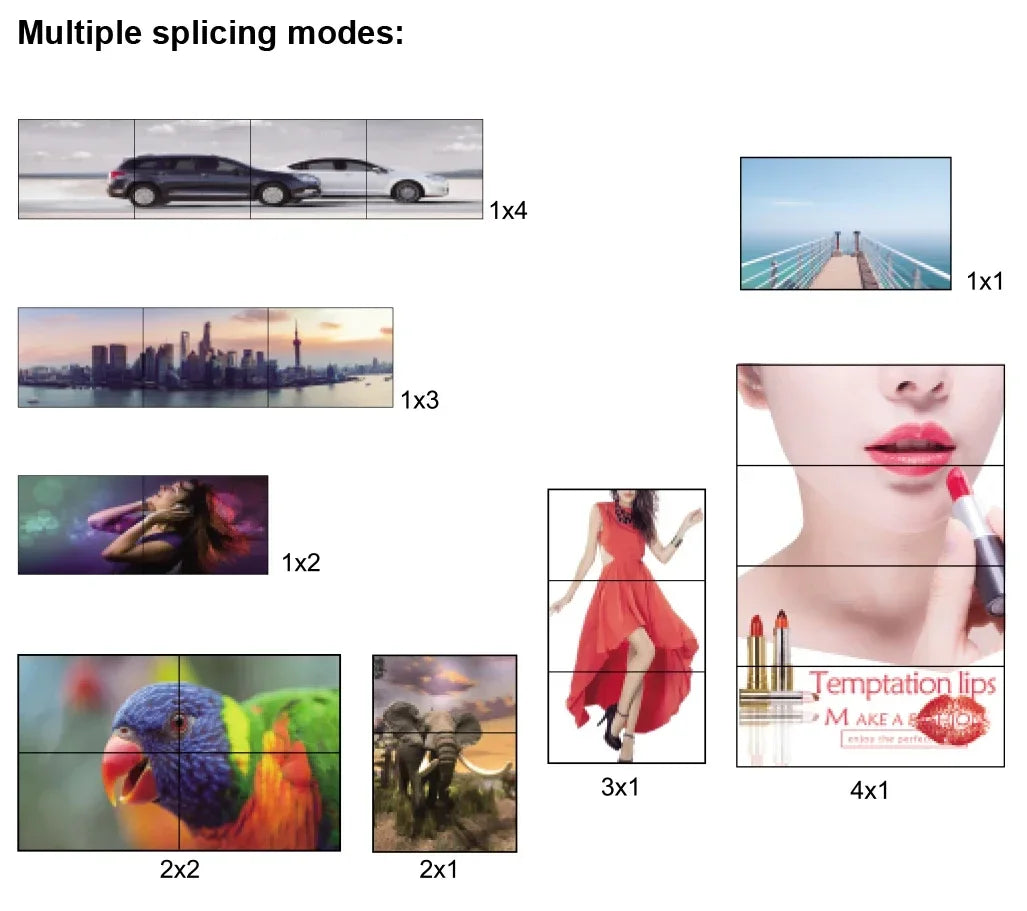 4K 60Hz 2x2 Video Wall Controller Multi Screen Splicing Processor 1x3 1x2 1x4 Office Meeting Monitor Mall 4 Channel TV Splicer