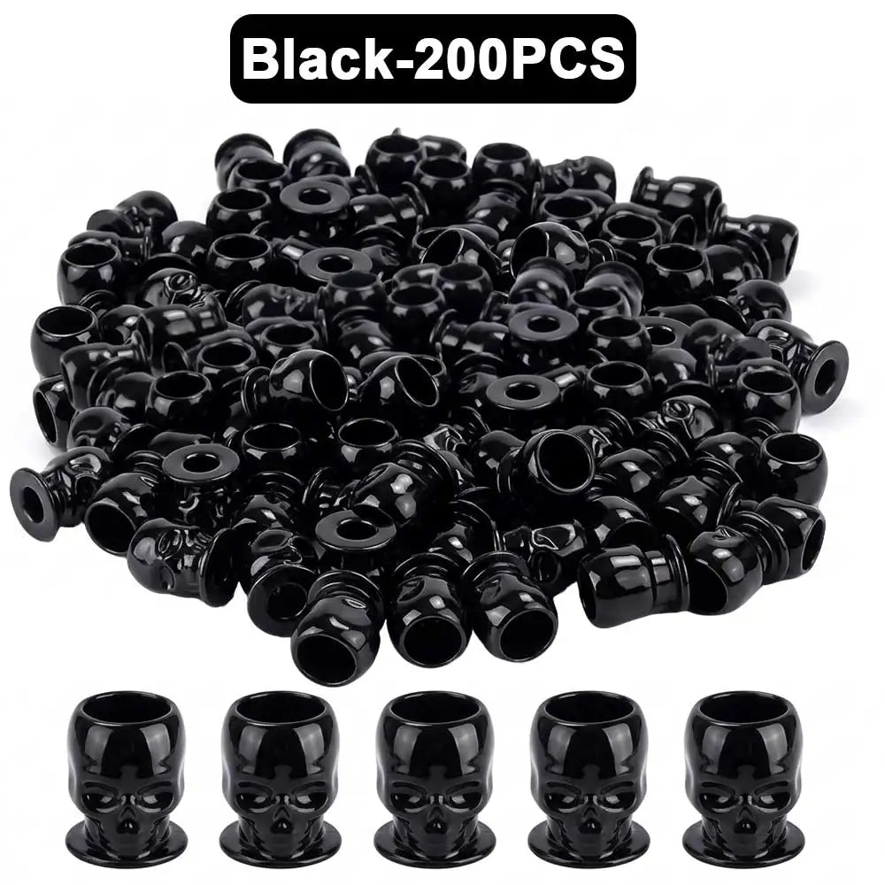 200/100/50PCS Disposable Skull Tattoo Ink Cups Black/White/Pink/Blue Pigment Container Plastic Ink Holder Tattoo Accessories