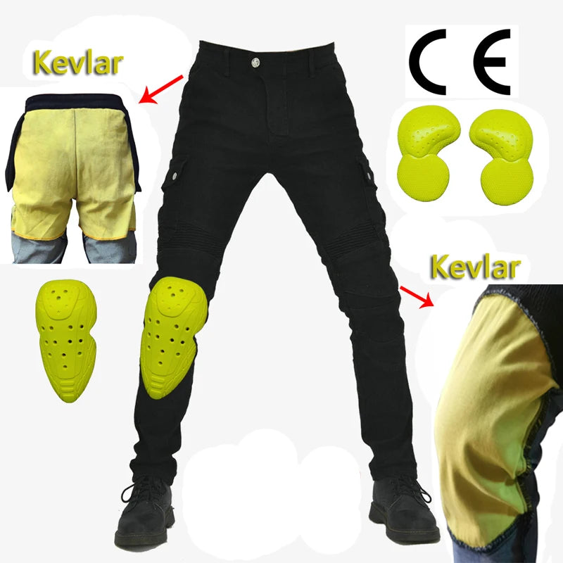 Skyddande motorcykeljeans och körbyxor