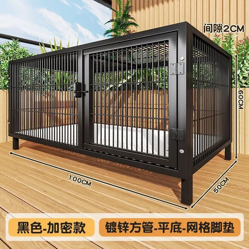 Large Heavy Duty Dog Crate for Large Medium Dogs Indoor Outdoor Portable Foldable Metal Wire Kennel with Tray for Labrador