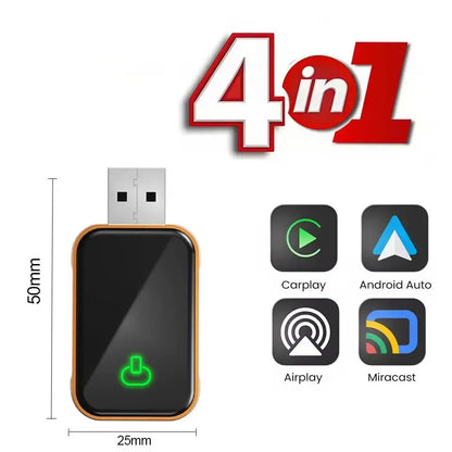 TrolinkTek 4 In1 Wireless CarPlay Adapter Car Intelligent System Android Auto Connect Airplay Mirror Link Screen Fast Connect
