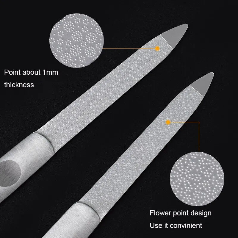 Mix 3 Size Nail File Stainless Steel Professional Exfoliating Double Sides Sandpaper For Professional Finger Toe Nail Care Tools
