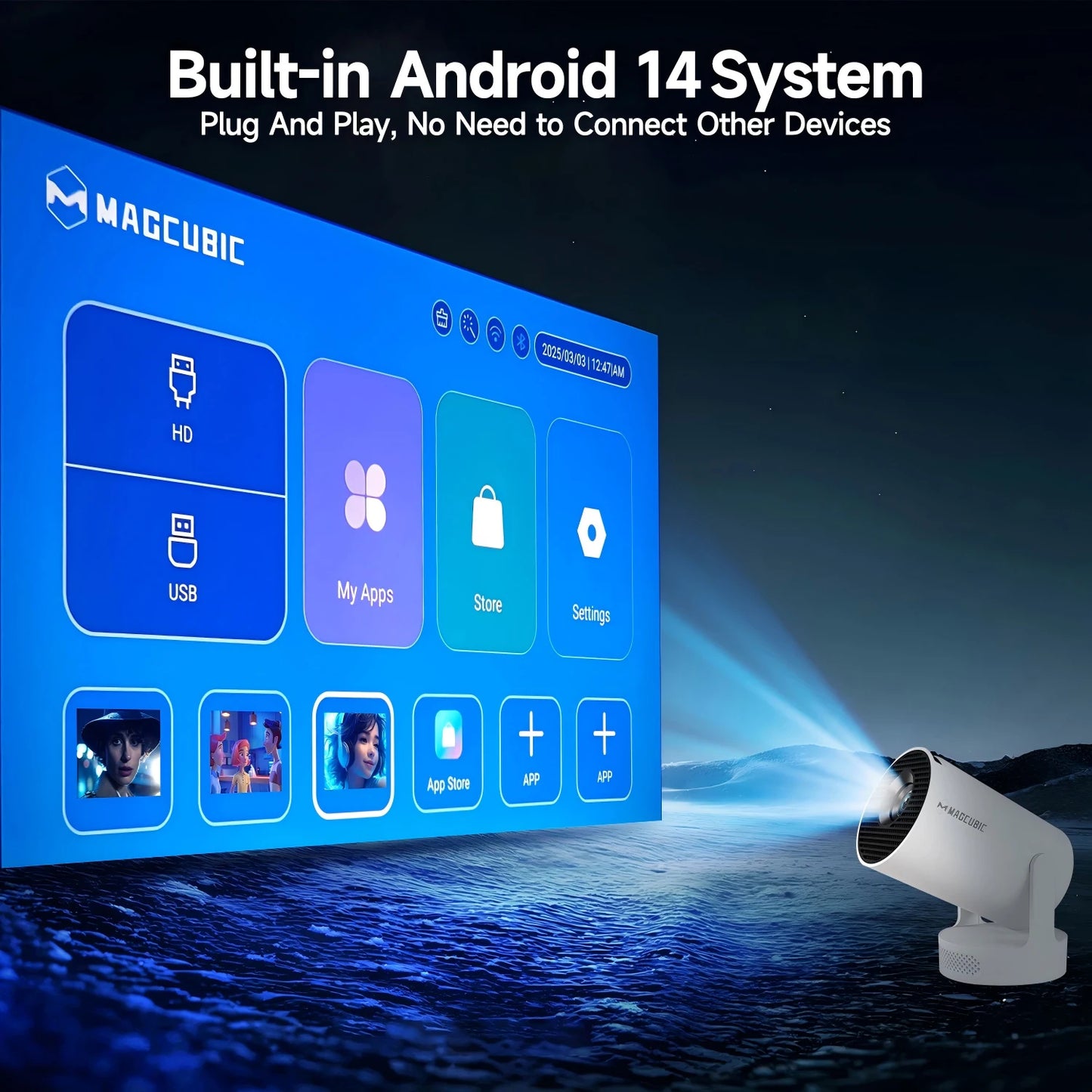 Magcubic HY300 Pro 8K HD Projector Android14 Dual Wifi6 290ANSI Allwinner H726 BT5.0 1280*720 Home Cinema Outdoor Projetor HY300