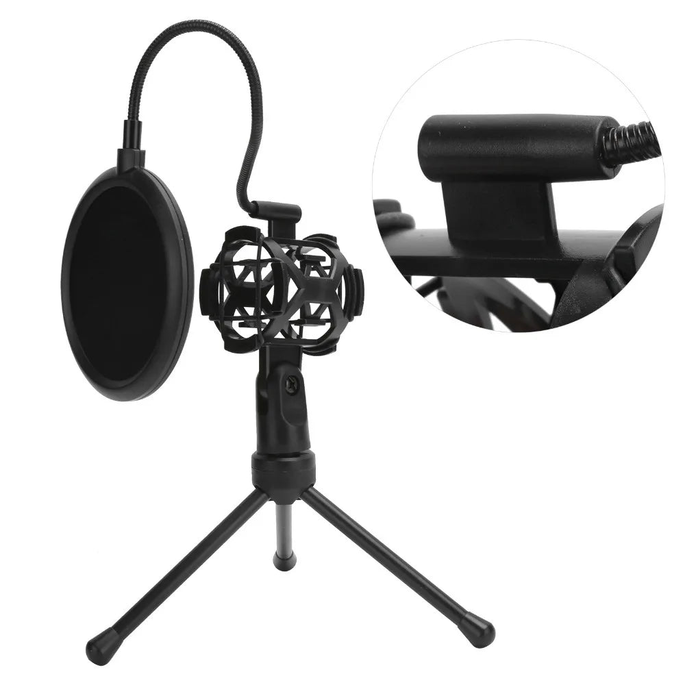 with Desktop Tripod Stand Microphone AntiSpray Filter Microphone Tripod Stand for Mic with Handle Diameter Under 44mm