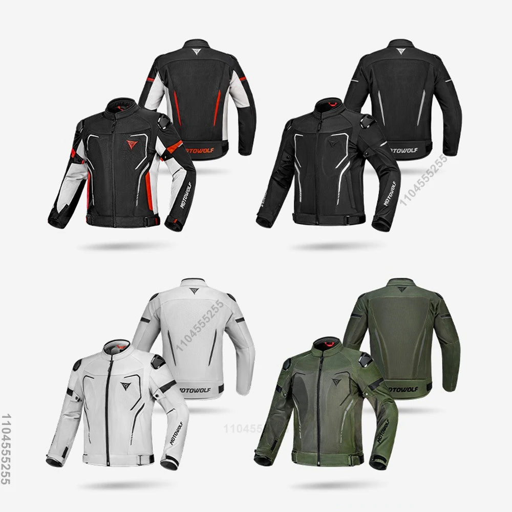 Motowolf Man Jacket Summer Motorcycle Jacket Breathable Motocross Jacket CE Certified Armor Protection Anti Fall Moto Clothing