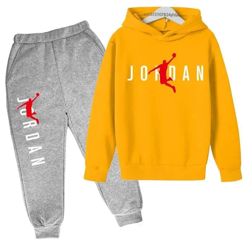 Kids Autumn Spring Trend Letter Print 2pcs Hoodie+Pants Tracksuits 3-13 Years Boys Girls Casual Outfits Children Clothes Sets