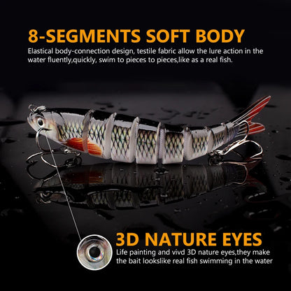 CIBO Fiskedrag Stort Kit – Swimbait Jointed Lure för Gös Abborre Gädda Hav Sjö Å, 12 Färger + 5-pack