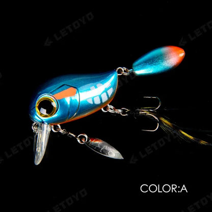 Micro Tappy Fishing Lures Artificial Hard Baits Crank Wobblers Tongue Plate Spinning Spoon with Feather Rotates Trout fish Bait