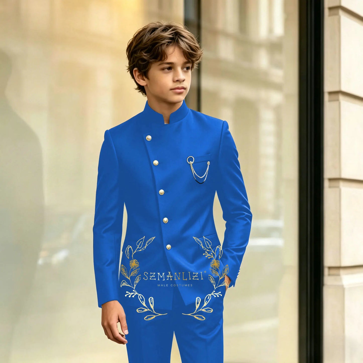 Indian Style Black Child Boy Dinner Tuxedos Little Kids Costume Wedding Party Prom Pants Suits Birthday Wear 2 Pieces Customized