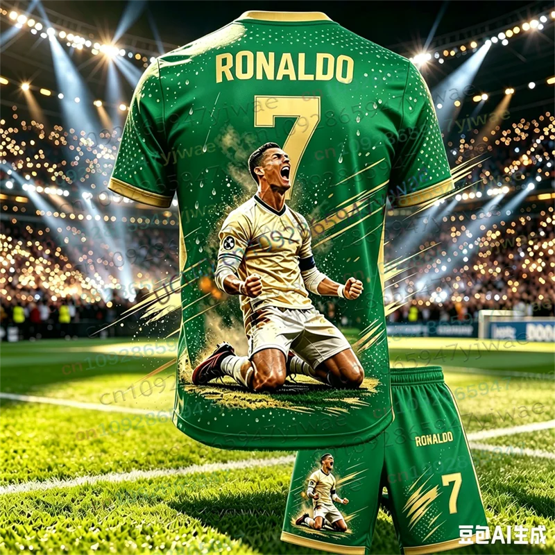 New Special Edition No.7 Fans Football Jersey Tee Shorts Set Women Men Sportwear Summer Casual Kids Tshirt Set 2 Piece Set