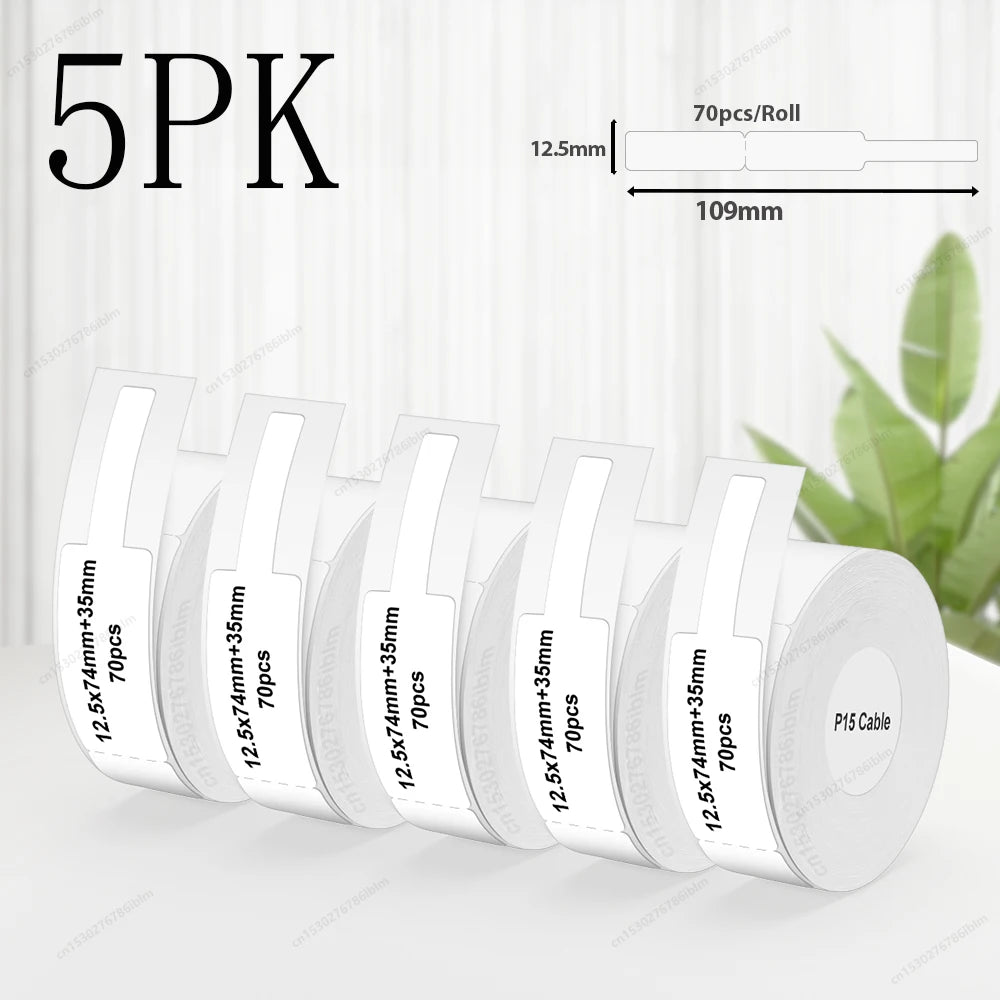 Termiska Etikettrullar P15 – Kompatibla med Marklife P15 P12 Phomemo D30 DELI Q2 – Vit Rosa Gul Blå Transparent Kabel 3/5/10-pack 2026