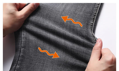 Tunna stretchiga denimjeans för män