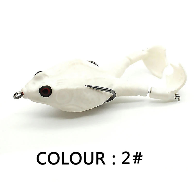 1pc Surface Frog Lure Top Water Bass Fishing Lures Soft Frog Double Propellers Legs Freshwater Rotating Tail Floating Swing Bait