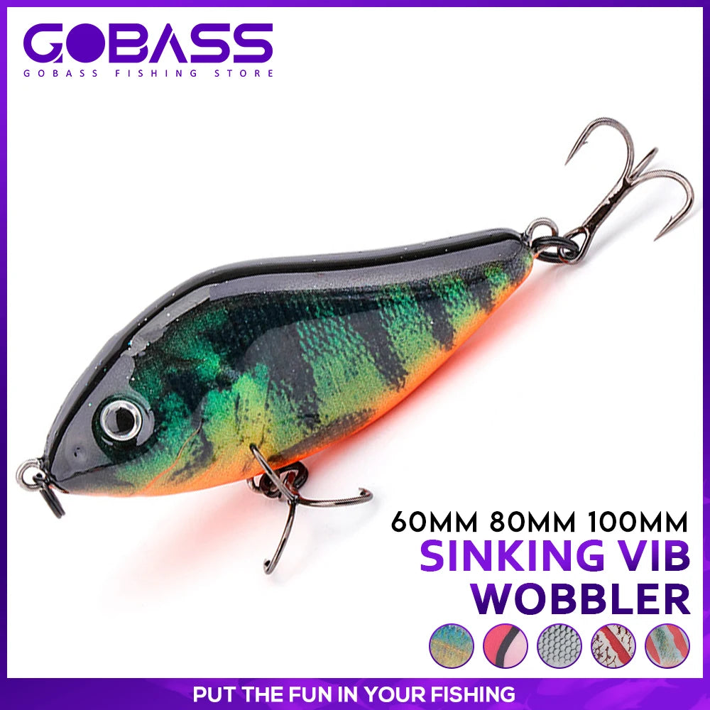 GOBASS Slider Jerkbait 6cm/8cm/10cm Slow Sinking Musky Wobbler Pike VIB Hard Bait Crankbait Plastic Fishing Lures Pesca Leurre