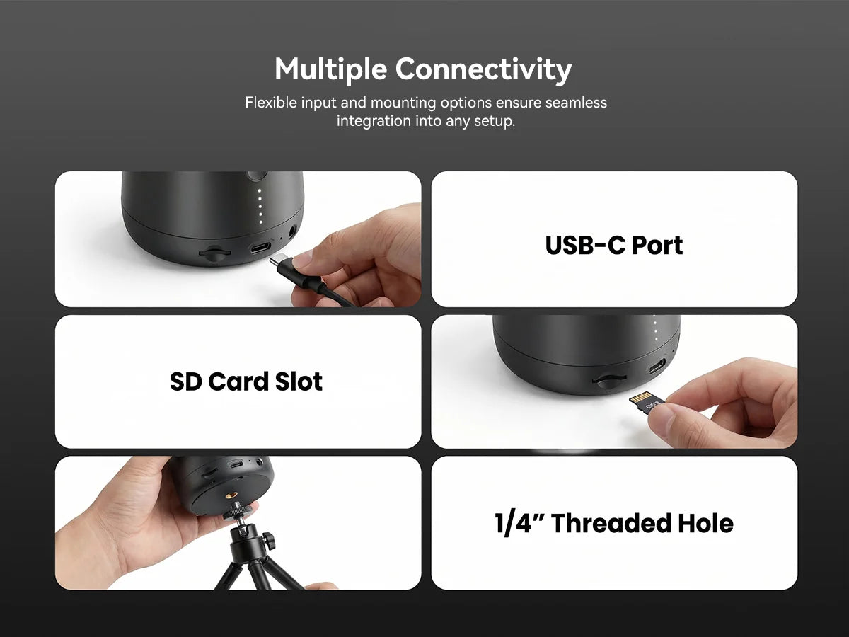 EMEET PIXY Wireless 4K Webcam Dual-Lens AI Tracking PTZ Streaming Camera Gesture Control HDR Live Streaming for YouTube/Facebook