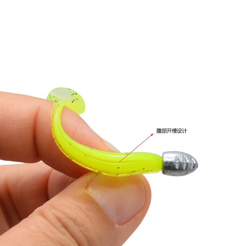 3.2g 6.2cm T-tail Soft Fishing Bait Matched With Head Hooks Artificial Wobblers Swimbait Fishing Tackles For Bass Pike Pesca