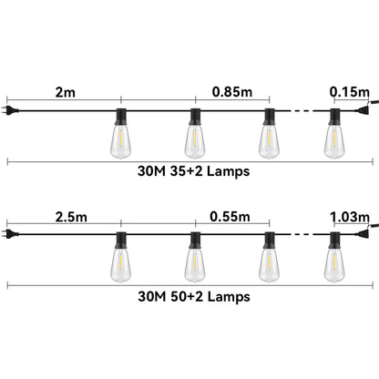 Arbrac ST38 LED-ljusslinga Utomhus IP44 – Varmvit 2200K Krossäker Fjärrkontroll Dimmer 15/18/20/30m Trädgård Bröllop Jul CE RoHS