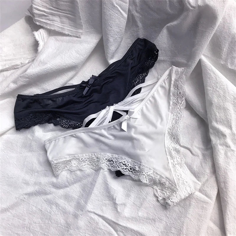 Sexy Hollow Cross Panties Women Underwear Lace Embroidery Low-Rise Temptation G-String Summer Breathable Thong Ladies Intimates