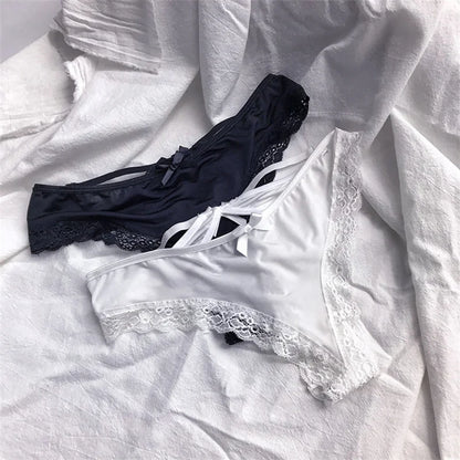 Sexy Hollow Cross Panties Women Underwear Lace Embroidery Low-Rise Temptation G-String Summer Breathable Thong Ladies Intimates