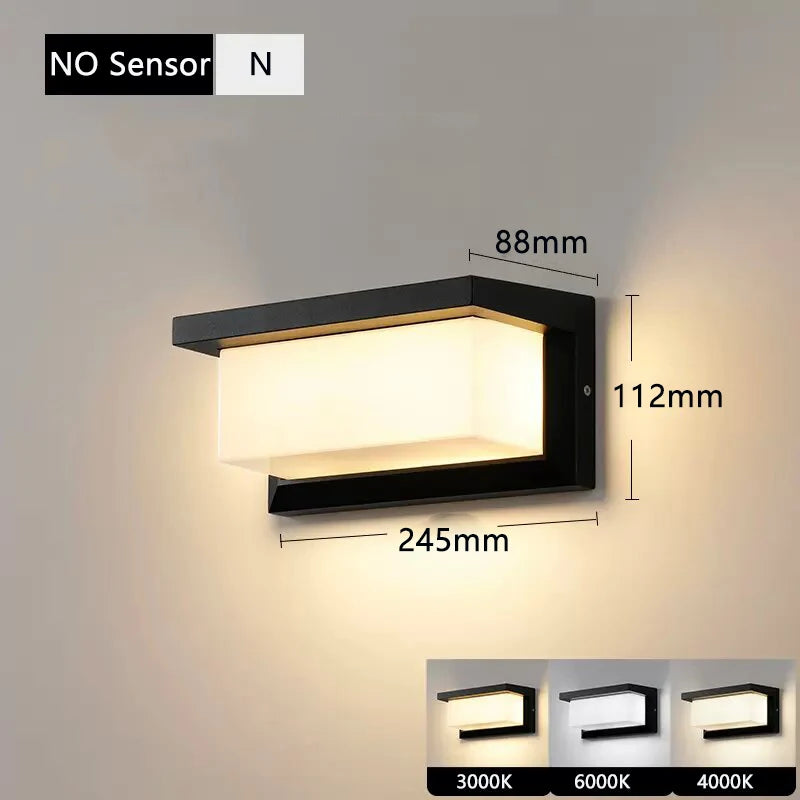 LED Vägglampa Utomhus IP65 – 20W, Varmvit/Kallvit/Naturvit, Med/Utan Radarsensor, 4 Stilar, AC110–265V