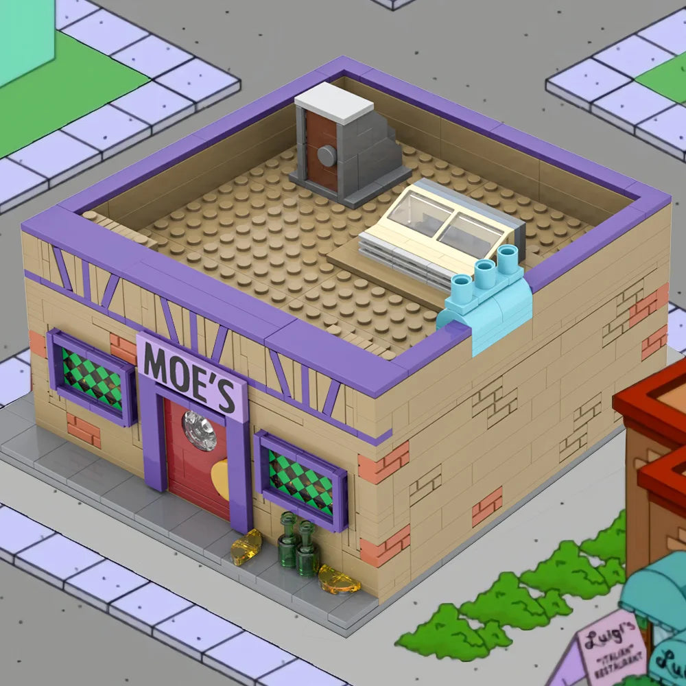 MOC Simpsons Anime Moe's Tavern Byggklossar Modell