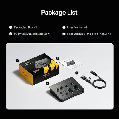 MAONO P2 USB-ljudinterface med dubbla XLR-ingångar