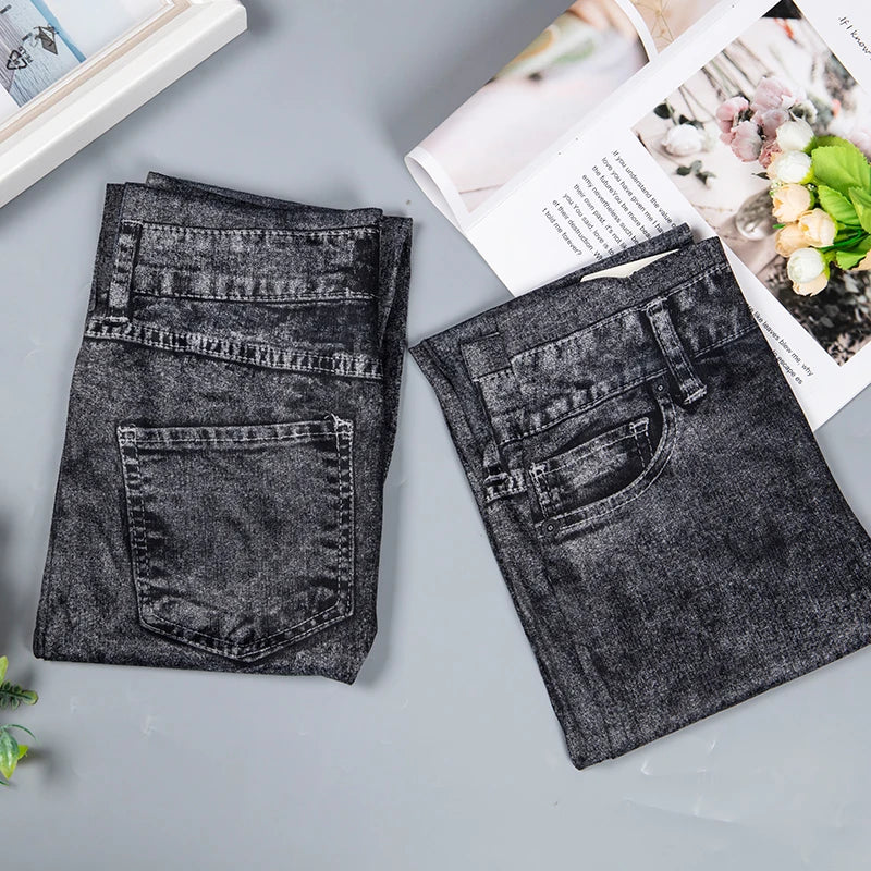 Women Leggings Denim Jeans Pants With Pocket Slim Leggings Women Fitness Blue Black Leggins