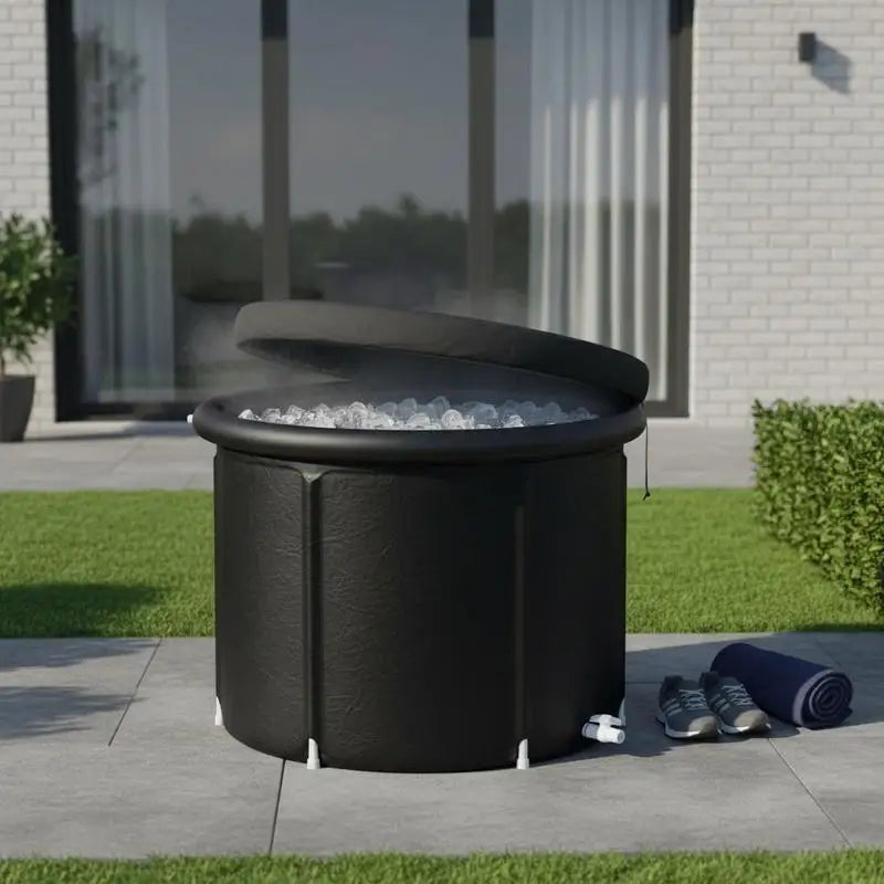 Isbadbadkar Uppblåsbart – 330 Liter, 85×75 cm, Med Lock, Kallvattenterapi