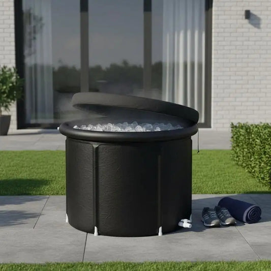 Isbadbadkar Uppblåsbart – 330 Liter, 85×75 cm, Med Lock, Kallvattenterapi