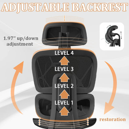 Ergonomic Office Chair Lumbar Support & Neck Pillow Soft Padded Armrests Breathable Mesh Multi-Position Height Adjustment Comfor