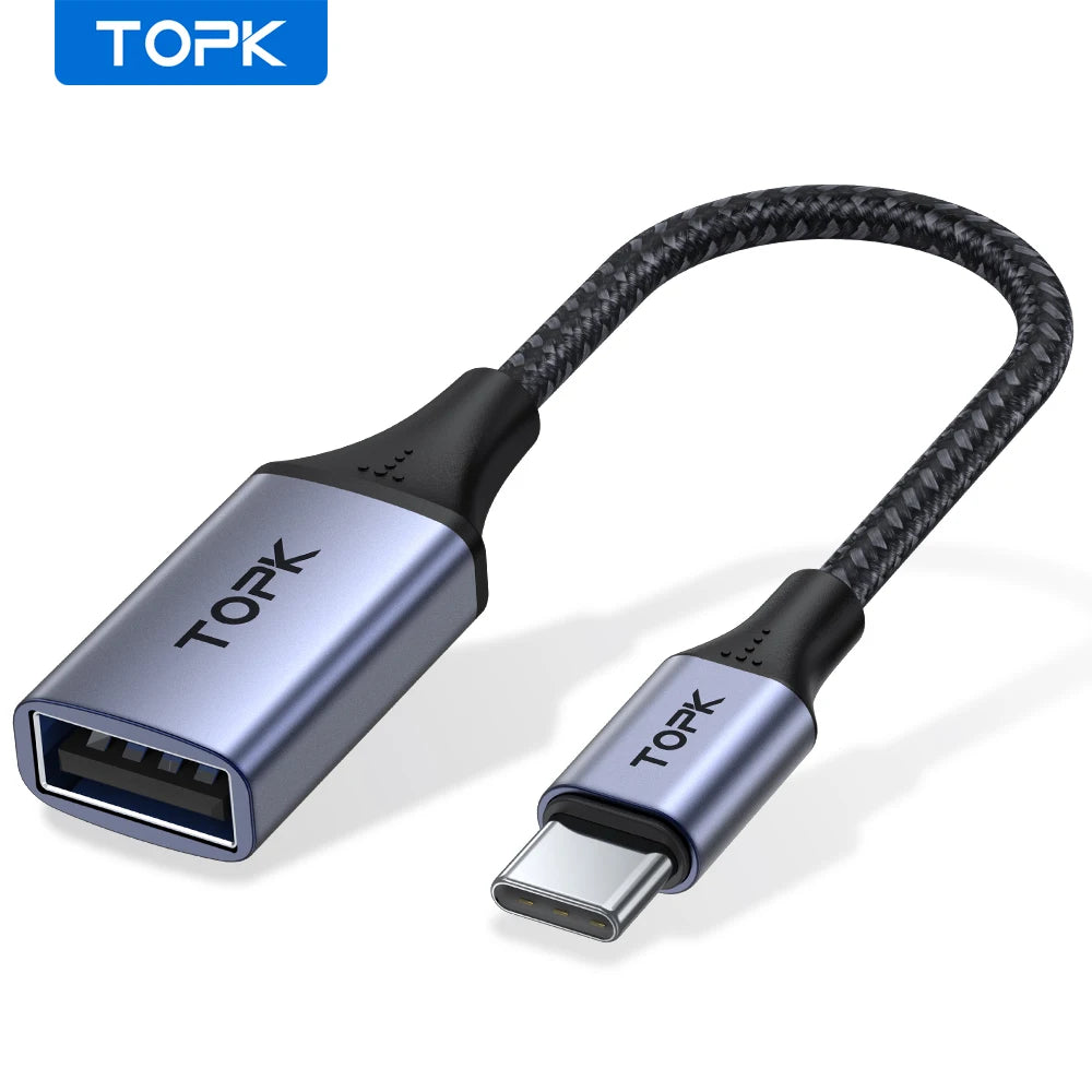 TOPK USB-C till USB-A OTG-adapter – dataöverföring och laddning