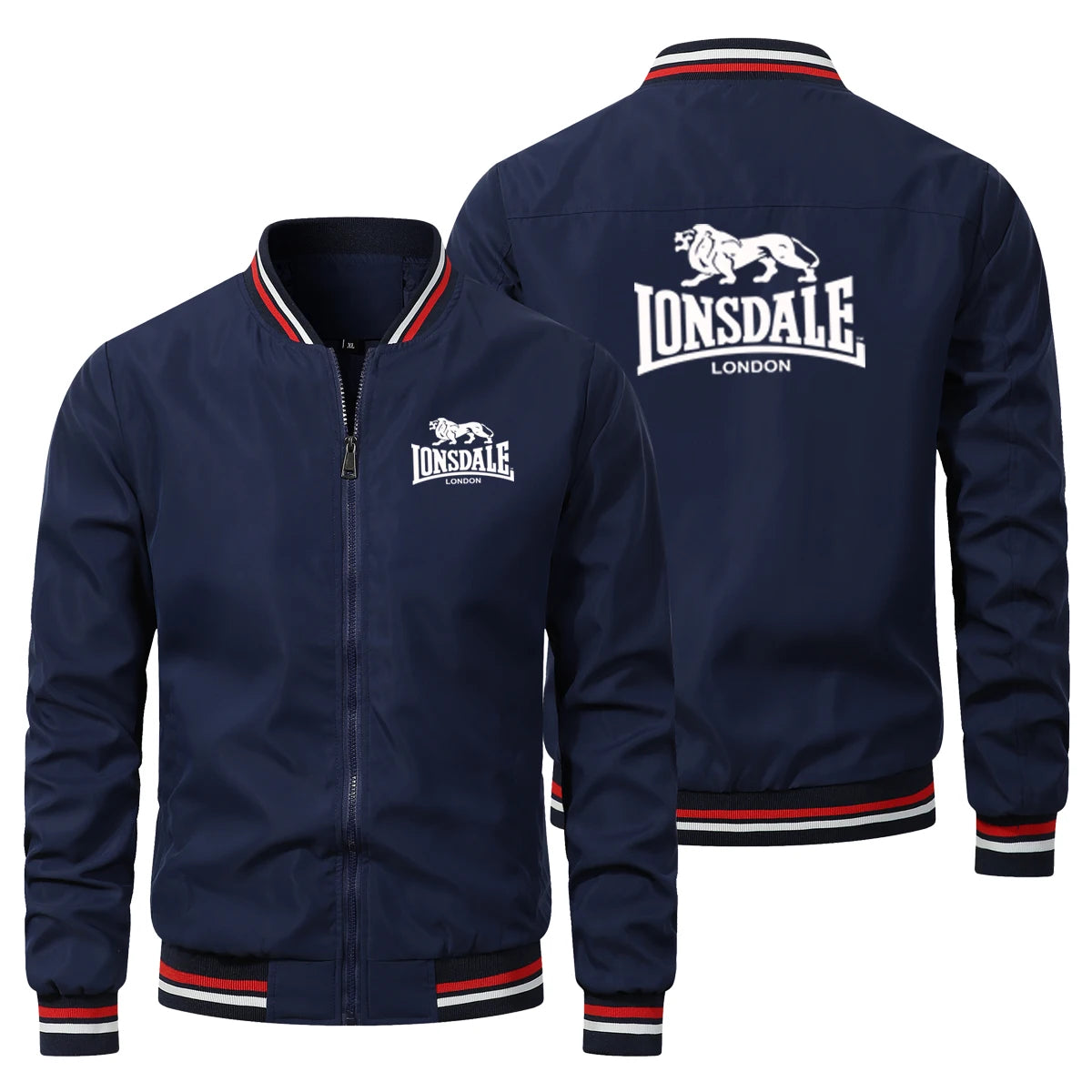 Herr Baseballjacka med V-ringning och Dragkedja – Casual Sportjacka för Vandring och Friluftsliv, S–5XL